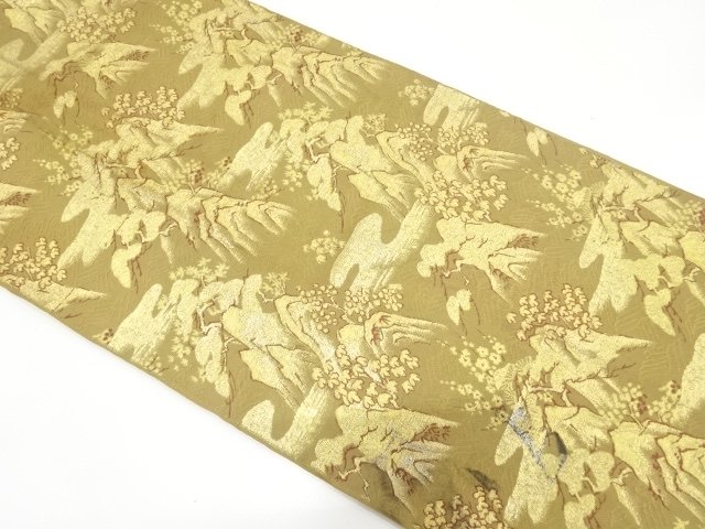 JAPANESE KIMONO / ANTIQUE FUKURO OBI / SILK / WOVEN TREES